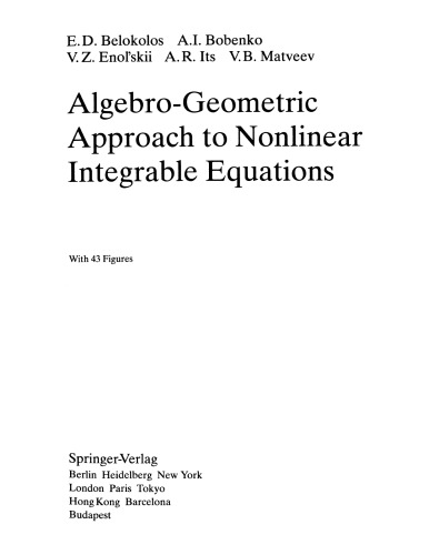 Algebro-Geometric Apprch to Nonlin. Integrable Eqns