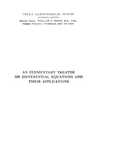 An Elementary Treatise on Diff. Eqns. and Their Applns.
