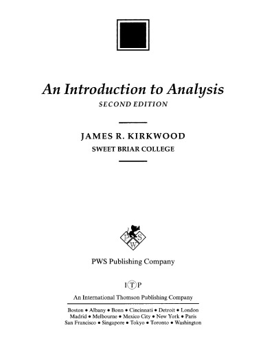 An Introduction to Analysis