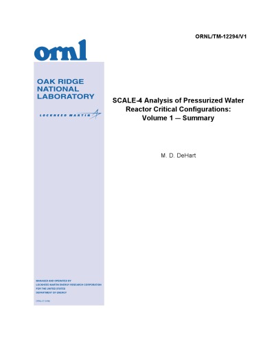Analysis of PWR Critical Configurations Vol 1 - Summary