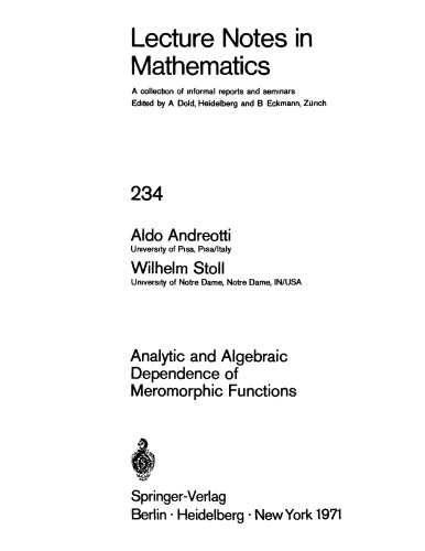 Analytic and Algebraic Dependence of Meromorphic Fns