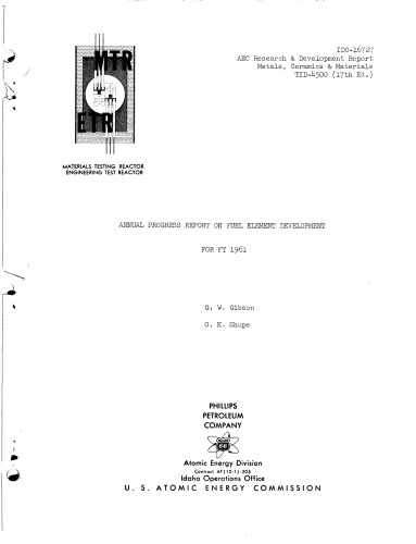 Annual Progress Rpt - Fuel Element Development [1961]