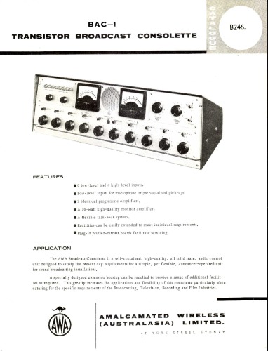 AWA Broadcast Console Equipment Catalog