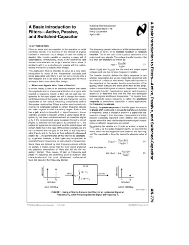 Basic Intro. To Filters - Natl. Semiconductor (pamphlet)