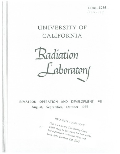 Bevatron Operation and Development VII