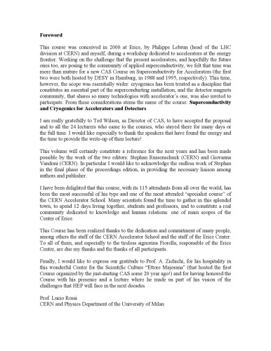 CAS-CERN Accelerator School - Supercond and Cryogenics for Accelerators and Detectors