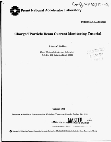 Charged Particle Beam Current Monitoring Tutorial