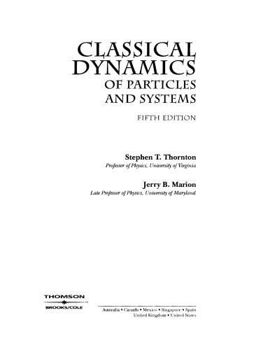 Classical Dynamics of Particles and Systems