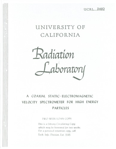 Coaxial Velocity Spectrometer for High-Energy Particles