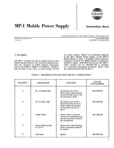 Collins MP1 Mobile Power Supply