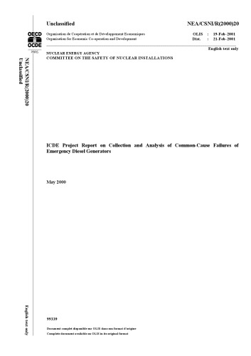 Common-Cause Failures of Emergency Diesel Generators (csni-r2000-20)