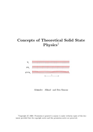 Concepts Of Theoretical Solid State Physics