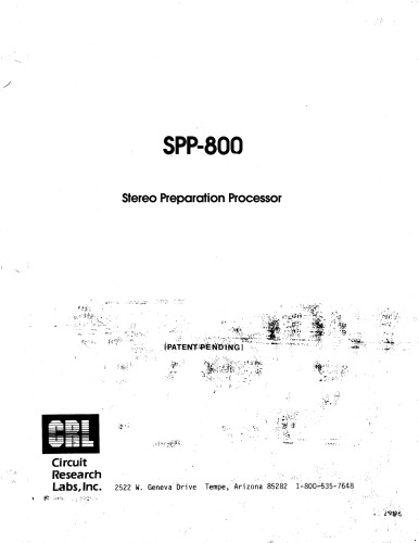 CRL SPP-800 Stereo Preparation Processor