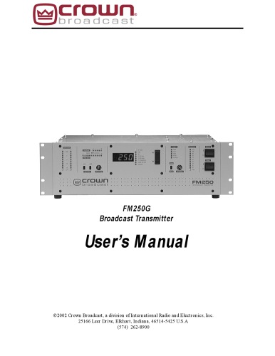 CROWN FM-250G Broadcast Transmitter