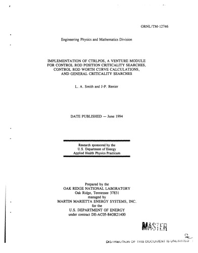 CTRLPOS - Pgm for Control Rod Criticality Searches