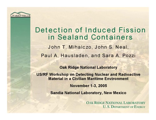 Dectection of Induced Fission in Sealand Containers [pres. slides]