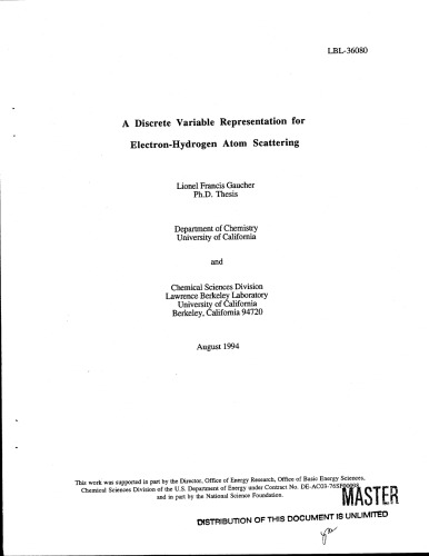 Discrete-Variable Representation - Electron-Hydrogen (atom) Scattering [thesis]