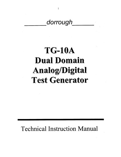 DORROUGH TG-10A Dual Domain Analog-Digital Test Generator