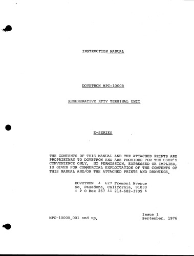 Dovetron MPC-1000R Regenerative RTTY Terminal