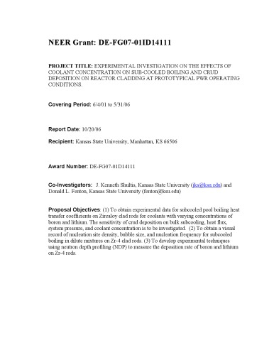 Effects of Coolant Concentration on Crud Deposition on Reactor Cladding [PWR Powerplants]