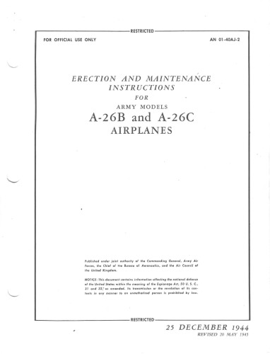Erection and Maint. Instructions - Army Models A-26B,C Airplanes [AN 01-40AJ-2]