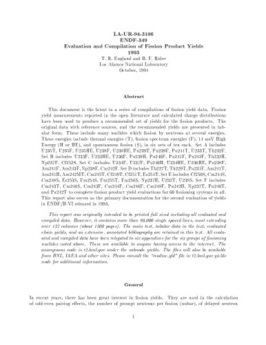 Evaluation, Compilation of Fission Product Yields [LA-UR-94-3106]