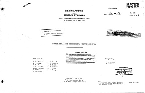 Experimental and Theoretical Neutron Spectra [graphs, tables]