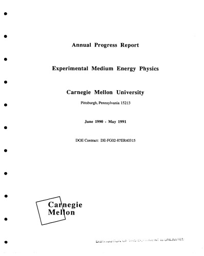 Experimental Medium-Energy Physics [annual rpt]