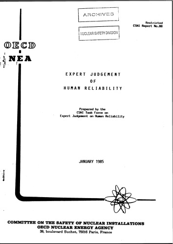 Expert Judgement of Human Reliability (csni85-88)