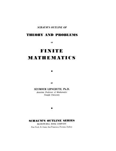 Finite Mathematics [Schaum's Outlines]
