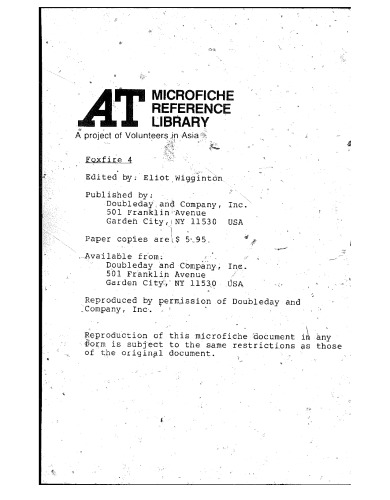 Foxfire Book 4 on Primitive Survival