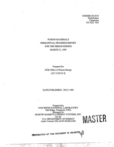 Fusion Reactor Materials [Semi-Annual Rpt Mar 31, 1995]