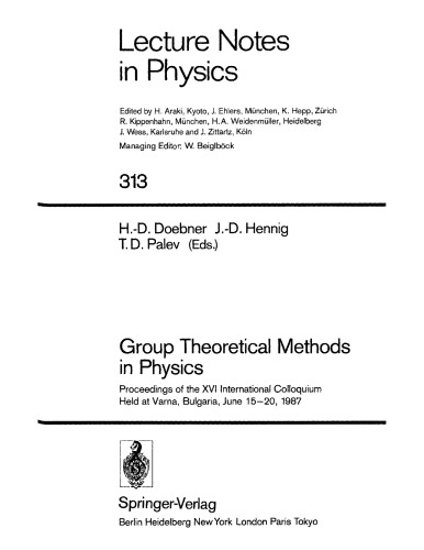 Group Theoretical Methods in Physics [16th Int'l Colloq.]