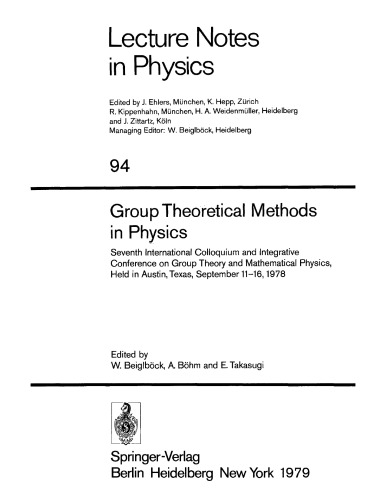Group Theoretical Methods in Physics [7th Int'l Colloq.]