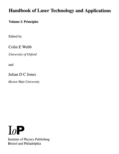 Handbook of Laser Tech. and Applns [Vol 1 - Principles]