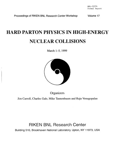 Hard Parton Physics in High-Energy Nuclear Collisions [RIKEN BNL Workshop proc]