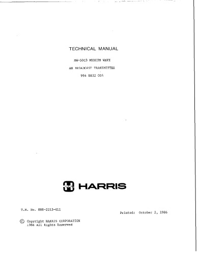 HARRIS MW-50C3 Medium-WAVE AM Broadcast Transmiter