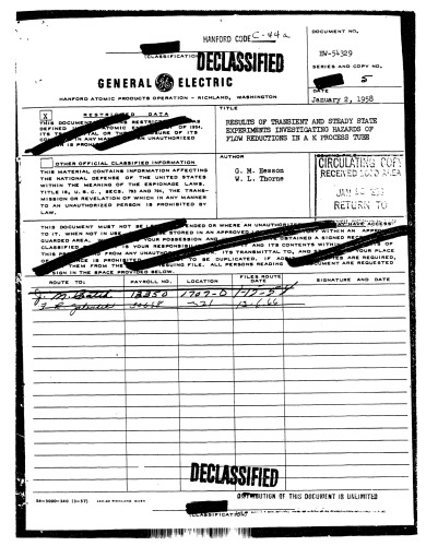 Hazards of Flow Reduction in a K [reactor] Process Tube [declassified]