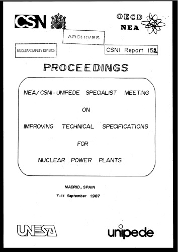 Improving Technical Specifications for Nuclear Powerplants (csni87-152)