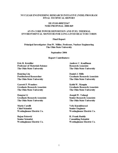 In-Core Pwr Depos and Thermal Env Monitor for Long-Lived Reactor Cores