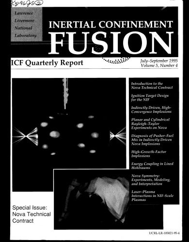 Inertial Confinement Fusion [quarterly rpt Jul-Sep 1995]