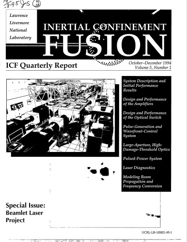 Inertial Confinement Fusion [quarterly rpt Oct-Dec 1994]
