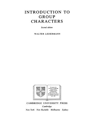 Intro. to Group Characters [math]