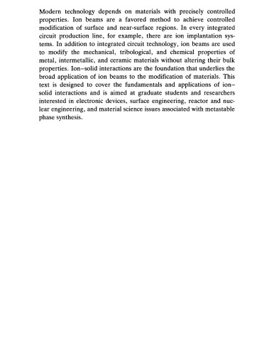 Ion-Solid Interactions - Fundamentals and Applns