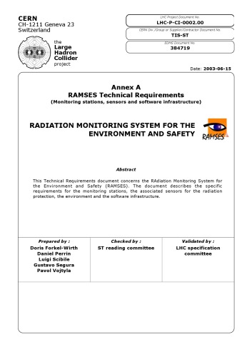 LHC Radiation Monitoring System - Tech Requirements