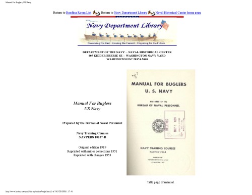 Manual For Buglers [website capture]