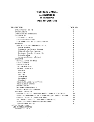 MARTI SR-10E Receiver (broadcast radio)