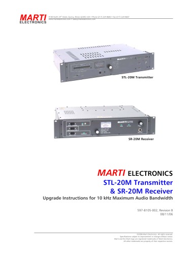 MARTI STL-20M Transmitter, SR-20M Receiver (broadcast radio)