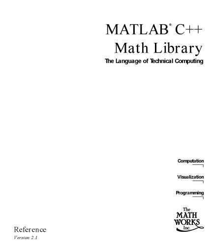 Matlab C++ Math Library Reference Version 2.1