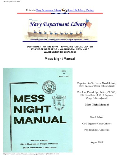 Mess Night Manual [website capture]